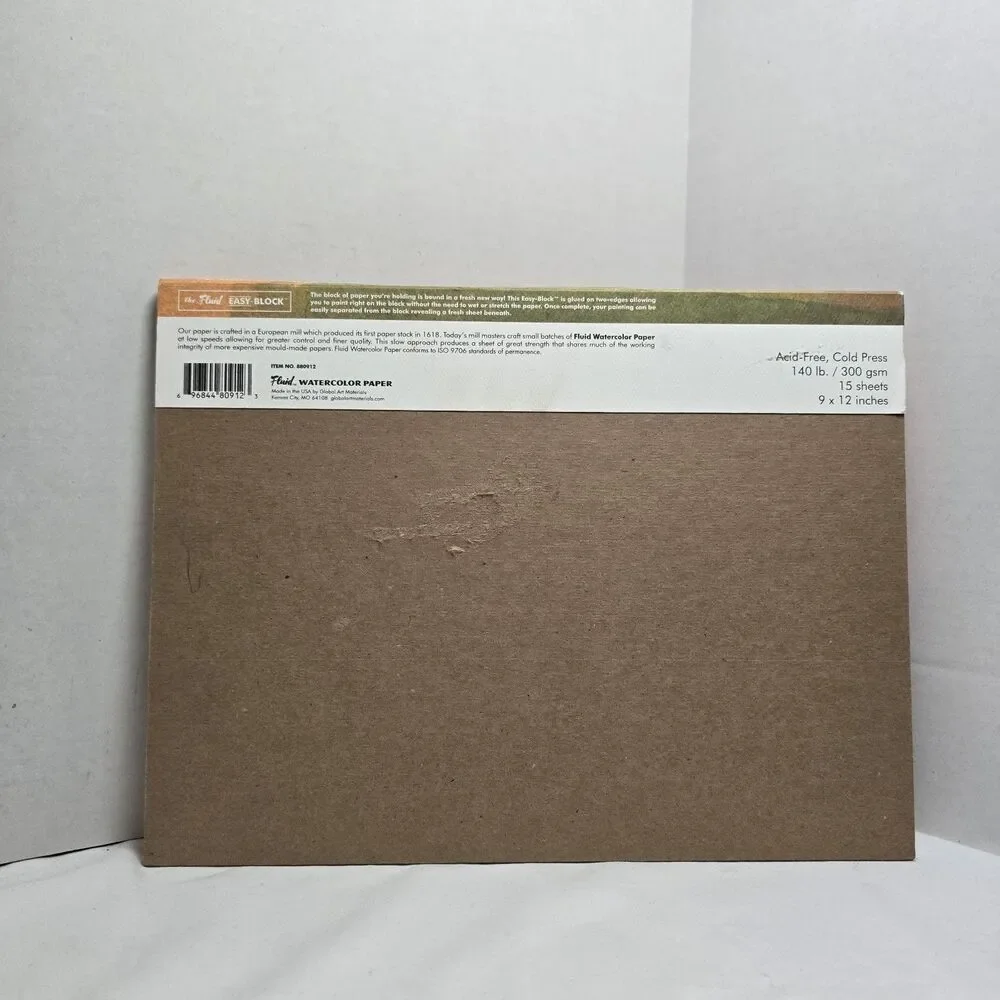 Fluid Watercolor Paper 880912 140LB Cold Press 9 x 12 Block 13 Of 15 Sheets